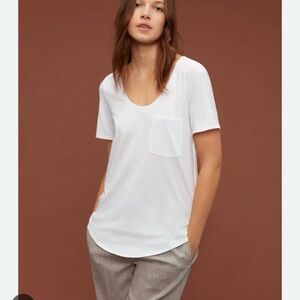 Classic Plum Scoop Neck Pocket Tee